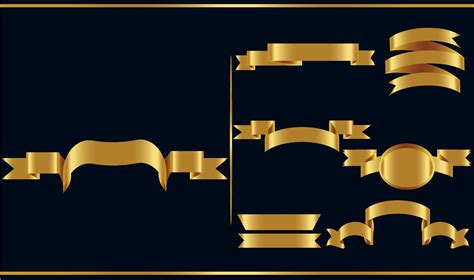 Gold Glossy Ribbon Vector Banners Set Ribbons Collection Vector