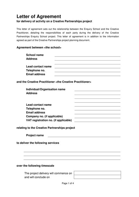 Letter Of Agreement Examples Format Pdf