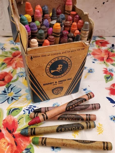 Vintage Box Crayola Crayons No 48 1950s Etsy