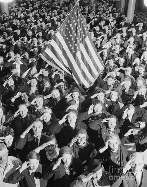 Students Saluting Under American Flag Photograph By Bettmann Fine Art