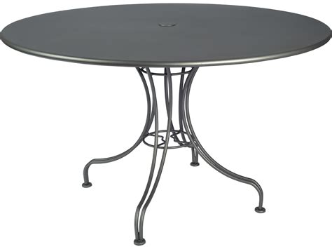 Woodard Wrought Iron 48 Round Dining Table With Umbrella Hole 13l4ru48
