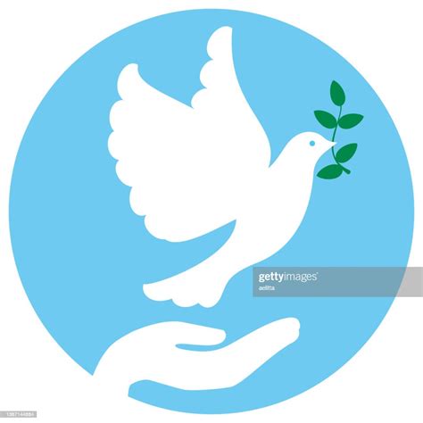 A Hand With Dove Of Peace Holding An Olive Branch Peace Symbol High Res