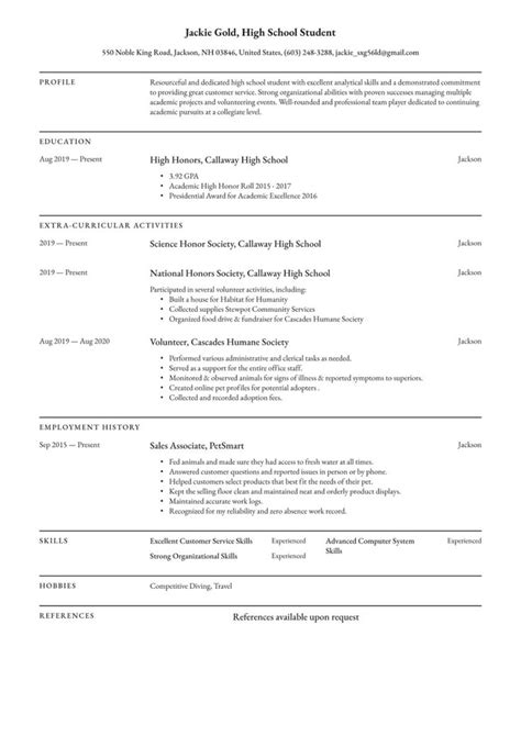 High School Student Resume Examples And Writing Tips 2022 Free Guide In