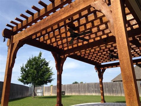 Outdoor ceiling fans have different requirements than their indoor counterparts. Pergola with ceiling fans created by Tulsa Patioscapes ...