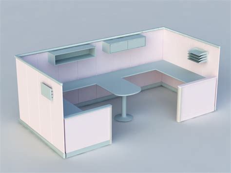 Two Person Cubicle Workstation 3d Model 3ds Max Files Free Download
