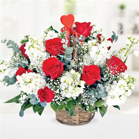 Send Flowers Turkey Red Rose And Gillyflower Basket From 15usd