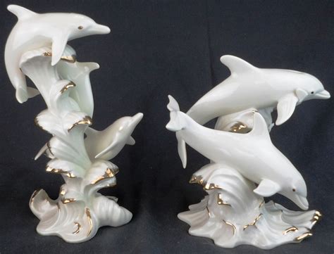 2 Lenox Dolphins Figurine Wave Dancers And Between Sea And Sky Ebay