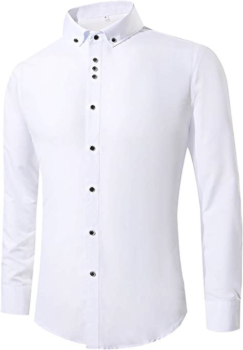 Cml White Dress Shirts Men Long Sleeve Casual White Formal Shirt Men