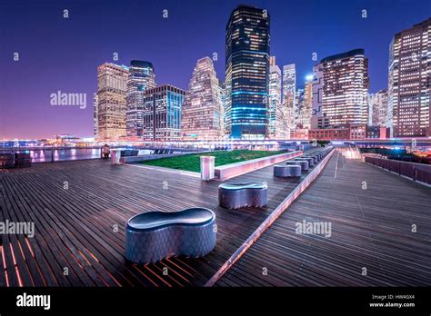 Exterior View Of Pier 15 At Night East River Esplanade New York By