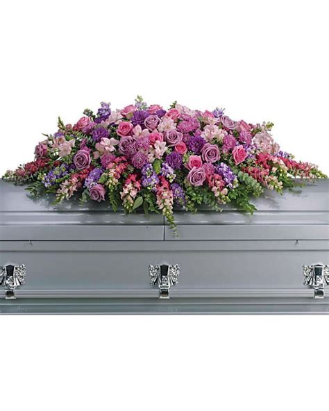 Sympathy Casket Spray Shades Of Purple Funeral Floral Arrangements