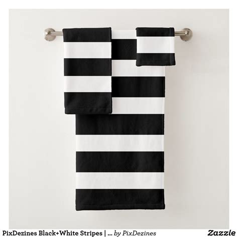 Pixdezines Blackwhite Stripes Diy Color Bath Towel Set Zazzle Colorful Bath Bath Towels