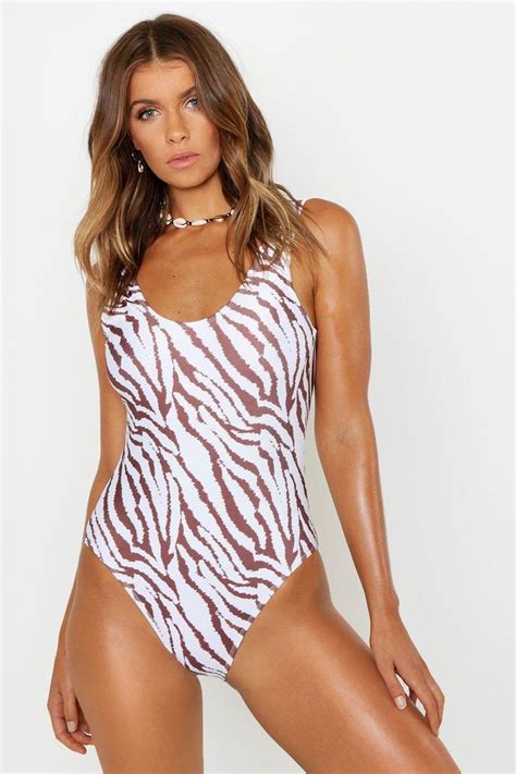 Tiger Scoop Swimsuit Boohoo Uk In Plus Size Swimsuits