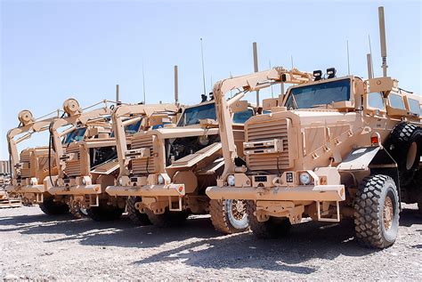 Mine Resistant Ambush Protected Mrap Buffalos In A Line In Helmand