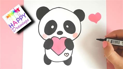 How To Draw A Super Cute Panda With A Big Love Heart