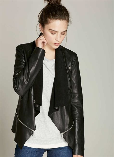 Black Leather Waterfall Jacket | Waterfall leather jacket, Waterfall jacket, Leather jacket style