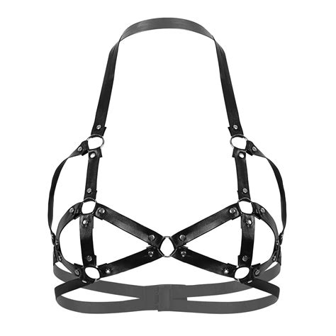 Women Sexy Crop Top Bondage Harness Punk Gothic Leather Lingerie Cage Bra Body Belt Harnesses