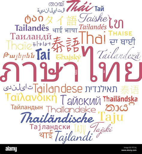 Thai Language In The Languages Of The World Vector Travel Collage