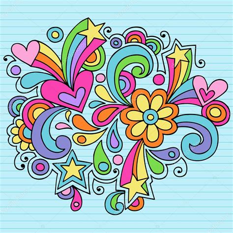 Flower Power Groovy Psychedelic Doodles Vector Design — Stock Vector