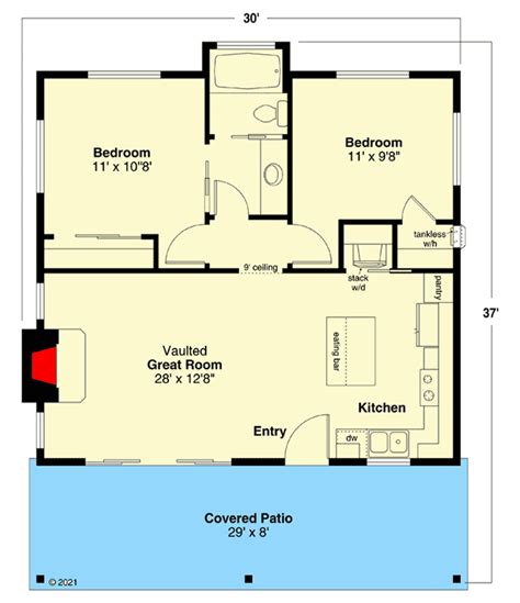 800 Square Foot Contemporary 2 Bed Cottage 72287da Architectural
