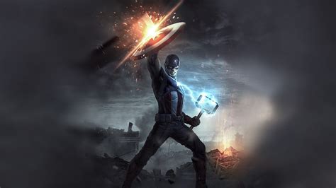 Captain America With Thor S Hammer Wallpapers Wallpaper Cave