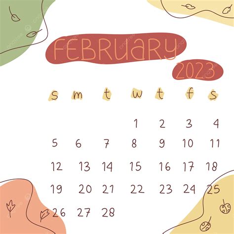 Lindo Calendario Simple Febrero De 2023 Png Lindo Diseño De