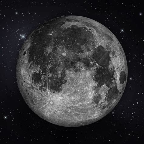 Full Moon With Stars In The Night Sky Stock Image Image Of Grey