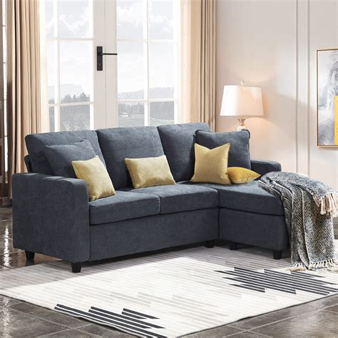 Modern Microfiber Grey Sectional Sofa Small Space Configurable Grey Buy