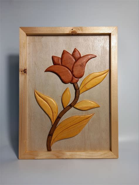 Flower Woodworking Wall Decor Scroll Saw Art Etsy