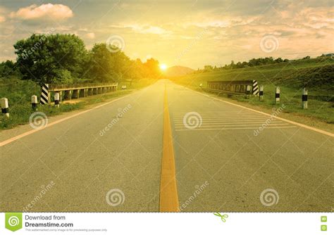 Picturesque Landscape Scene And Sunrise Above Road Stock Image Image