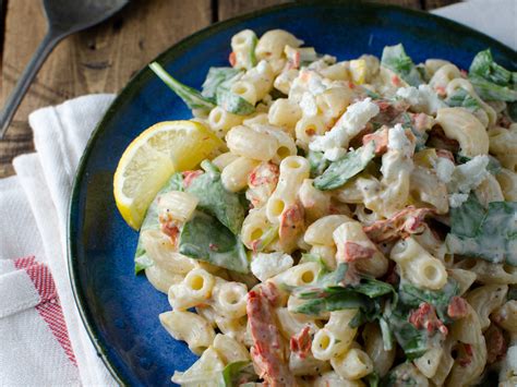 Smoked Salmon Macaroni Salad With Spinach Lemon And Goat