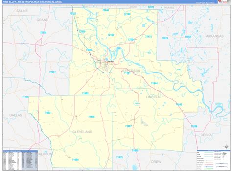 Pine Bluff Ar Metro Area Wall Map Basic Style By Marketmaps Mapsales