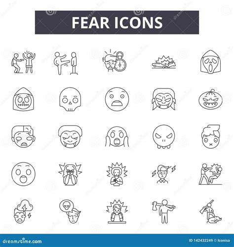 Fear Line Icons For Web And Mobile Design Editable Stroke Signs Fear