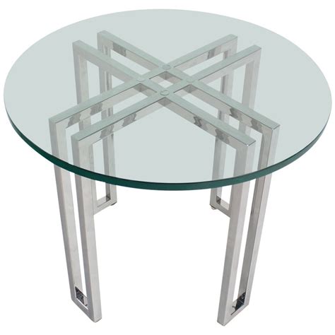 Mid Century Modern Round Chrome Base And Glass Top Side Table At 1stdibs