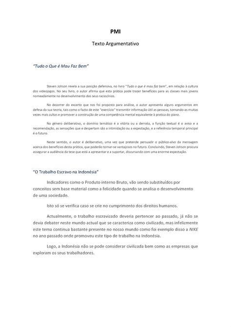 Texto Argumentativo Em Inglês Exemplos