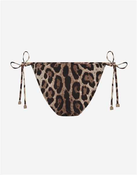 Leopard Print String Bikini Bottoms In Multicolor For For Women Dolce