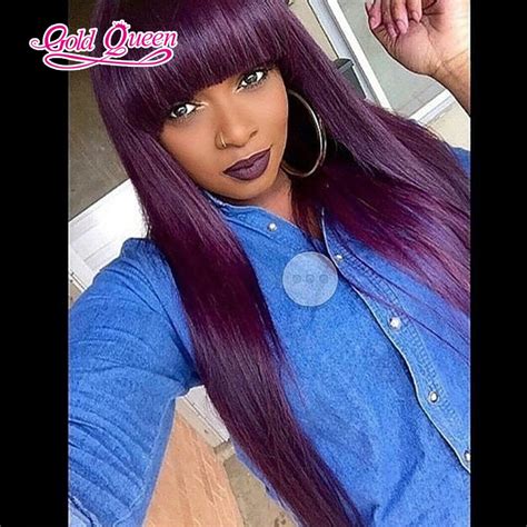 Best Straight Brazilian Virgin Hair Purple Wig Women Human Hair Full