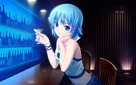 Girl Bar Glass Alcohol Fun 2015 Anime Wallpaper Preview