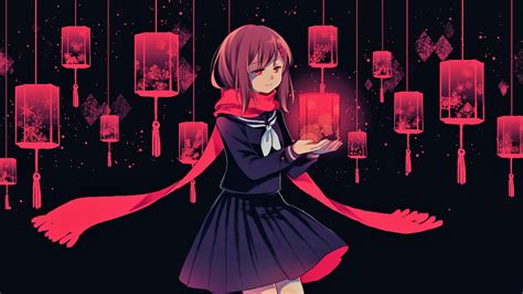 Red Eyes Hair Anime Girl With Black Dress 4k Hd Anime Girl Wallpapers