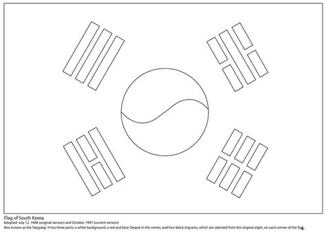 Flag Of South Korea Coloring Pages Coloring Cool