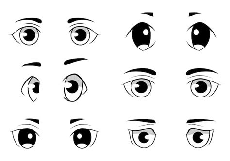 Premium Vector Set Of Anime Style Eyes