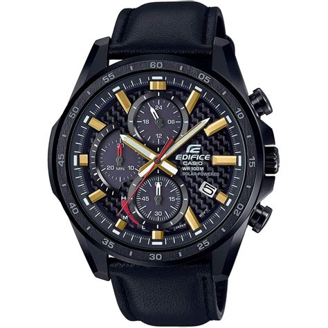 casio casio eqs 900cl 1avcr edifice men s solar powered black strap chronograph watch