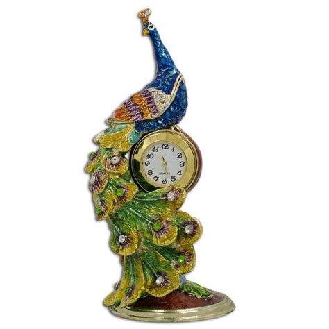 55 Royal Peacock Bird With Clock Jewelry Trinket Box Etsy In 2022