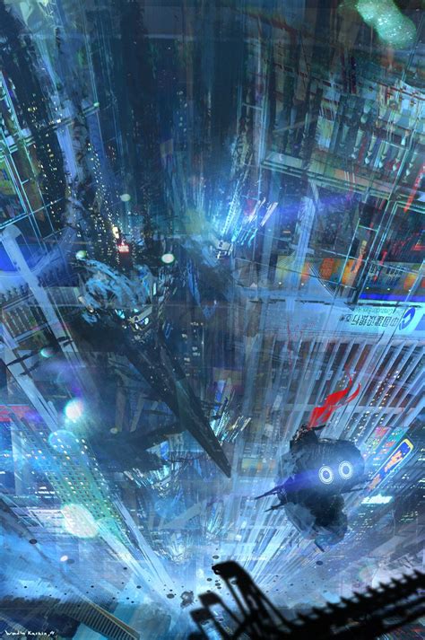 Liness July Work Wadim Kashin Futuristic City Sci Fi Concept Art