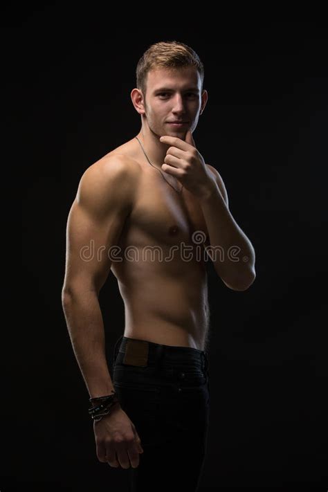 Guy In A Black Studio Stock Image Image Of Person Model