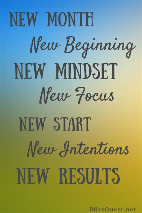 New Month New Beginning New Mindset New Focus New Start New