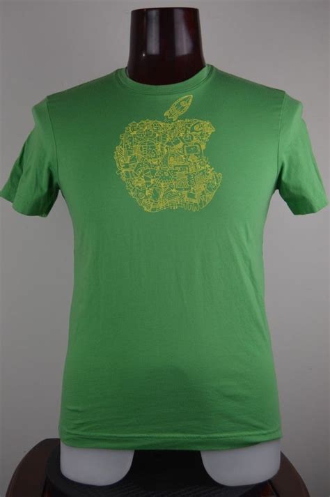 Apple Mens Green S Graphic T Shirt Work Tee Employee Uniform Apple