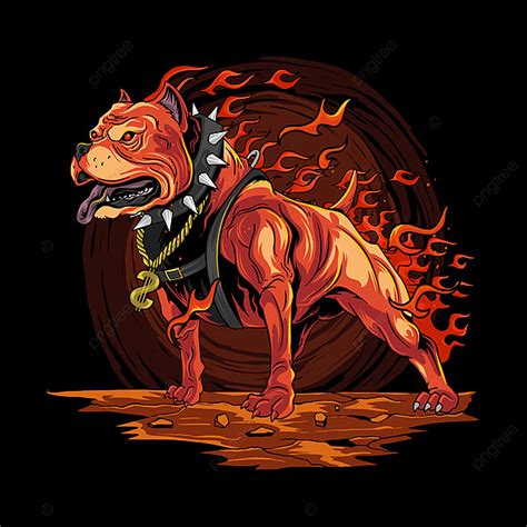 Musuhnya gak mau kalah langsung pake vector anjing подробнее. Gambar Pitbull Api Anjing Dari Neraka Vektor Karya Seni ...