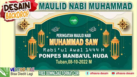 Cara Desain Banner Backdrop MAULID NABI MUHAMMAD SAW 1444 H 2022 Dengan