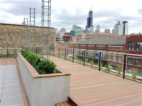 roof deck decking pergola and planters in chicago