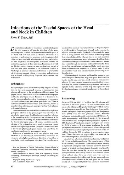 Infections Of The Fascial Spaces Of The Head And Neck In Children